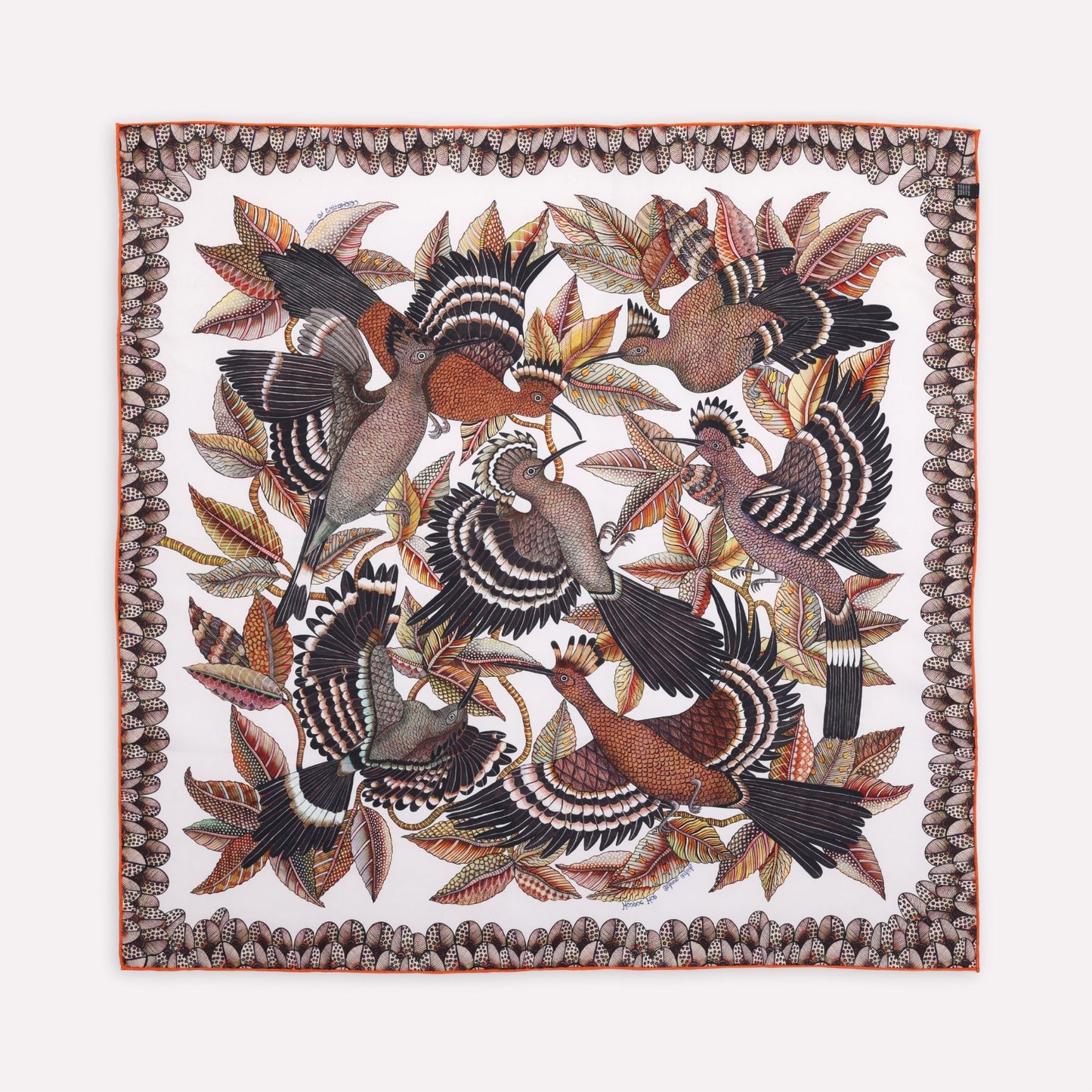 Hoopoe Hop Silk Scarf Chalk 90 (Double face)