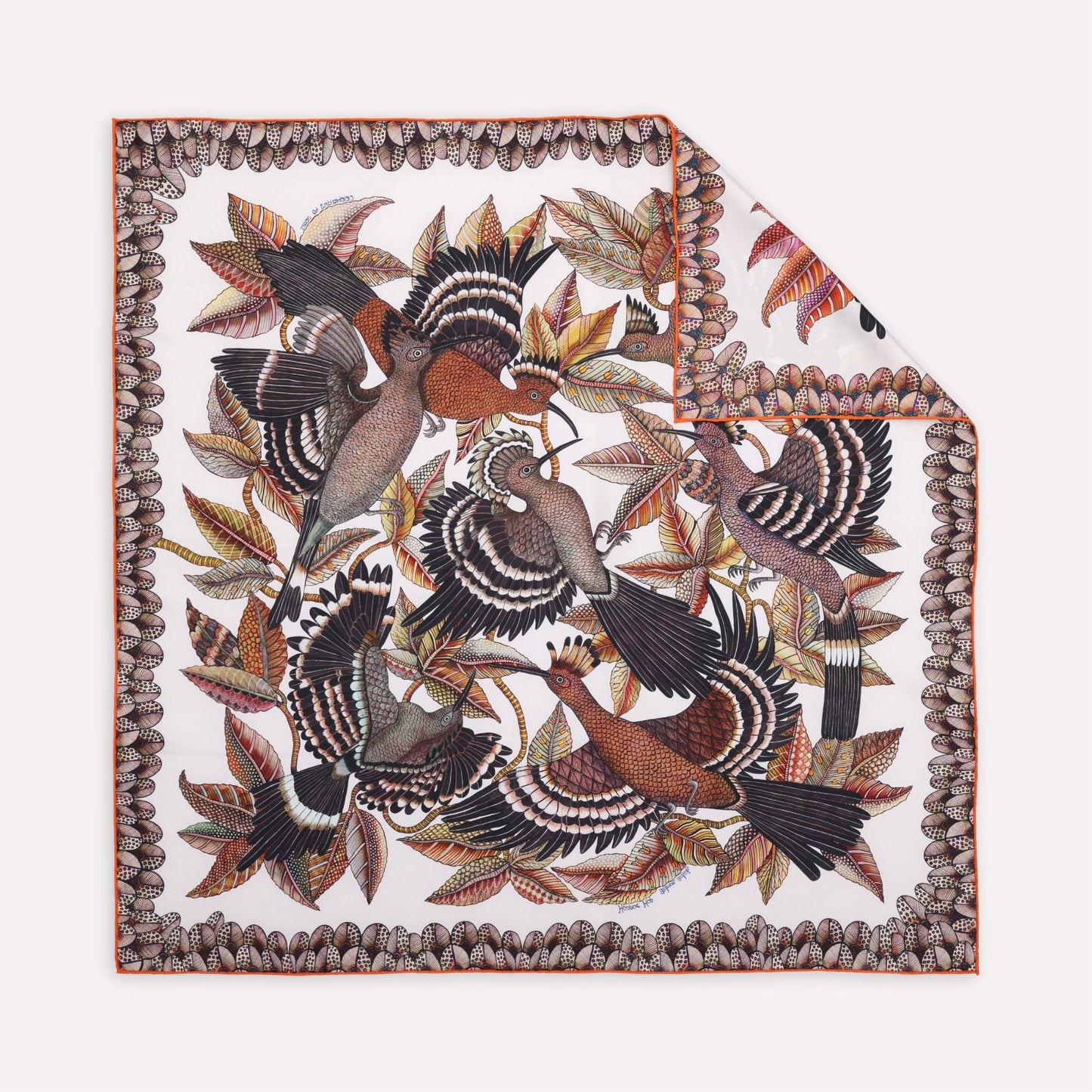 Hoopoe Hop Silk Scarf Chalk 90 (Double face)