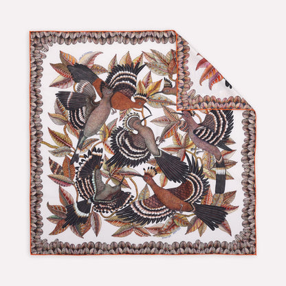 Hoopoe Hop Silk Scarf Chalk 90 (Double face)