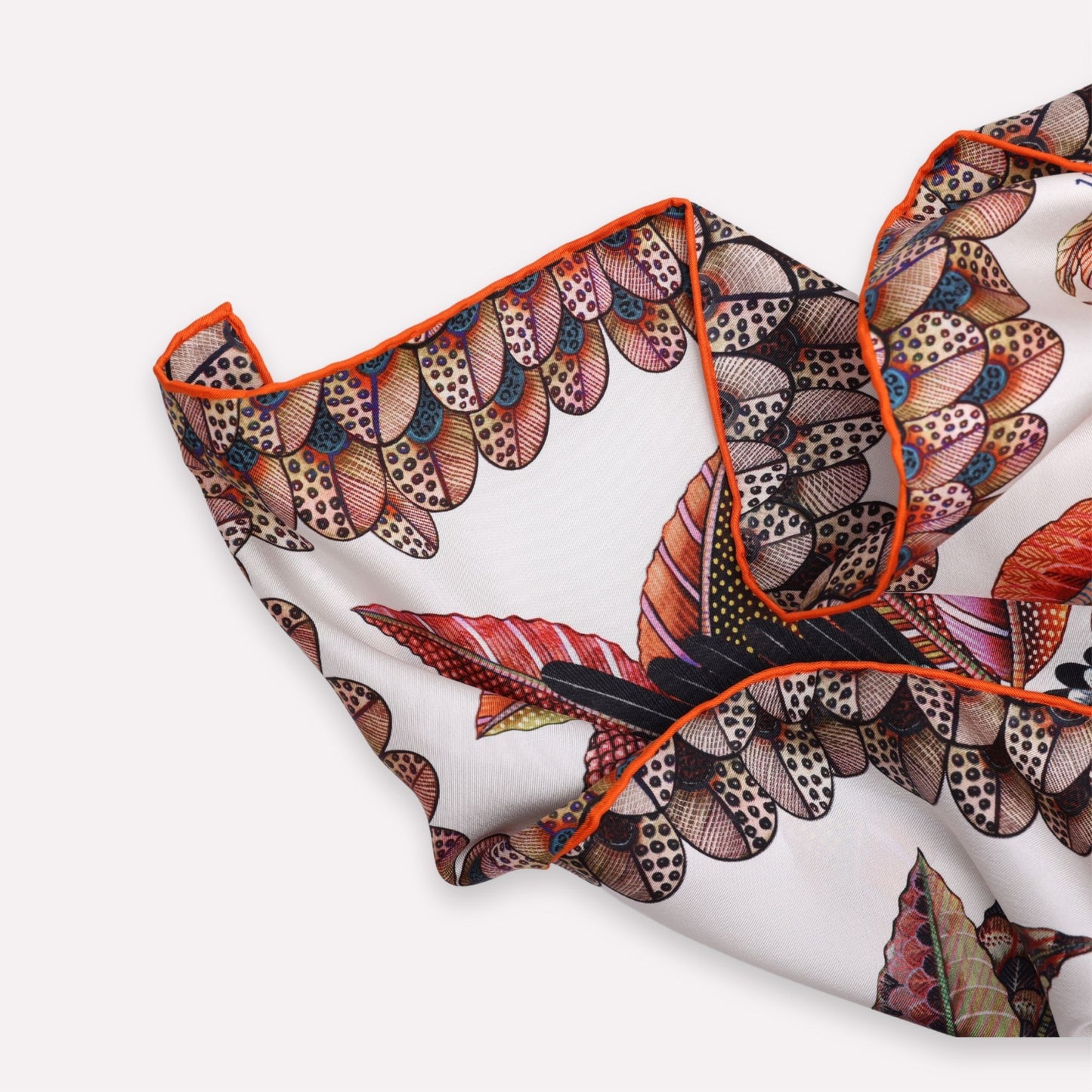 Hoopoe Hop Silk Scarf Chalk 90 (Double face)