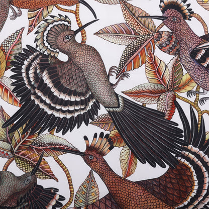 Hoopoe Hop Silk Scarf Chalk 90 (Double face)