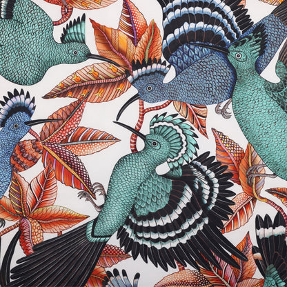 Hoopoe Hop Silk Scarf Chalk 90 (Double face)