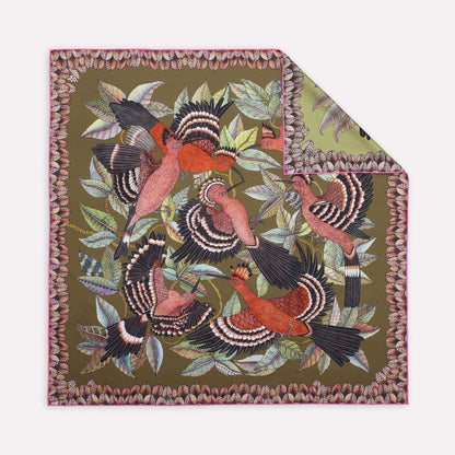 Hoopoe Hop Silk Scarf Safari 90 (Double face)