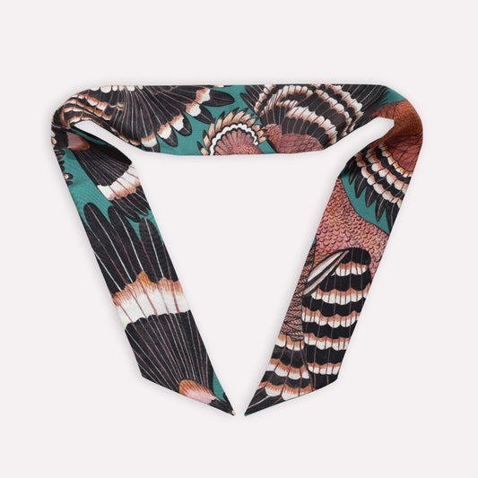 Hoopoe Hop Silk Twill in Emerald 86