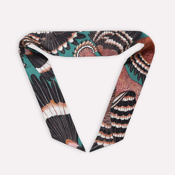 Hoopoe Hop Silk Twill in Emerald 86