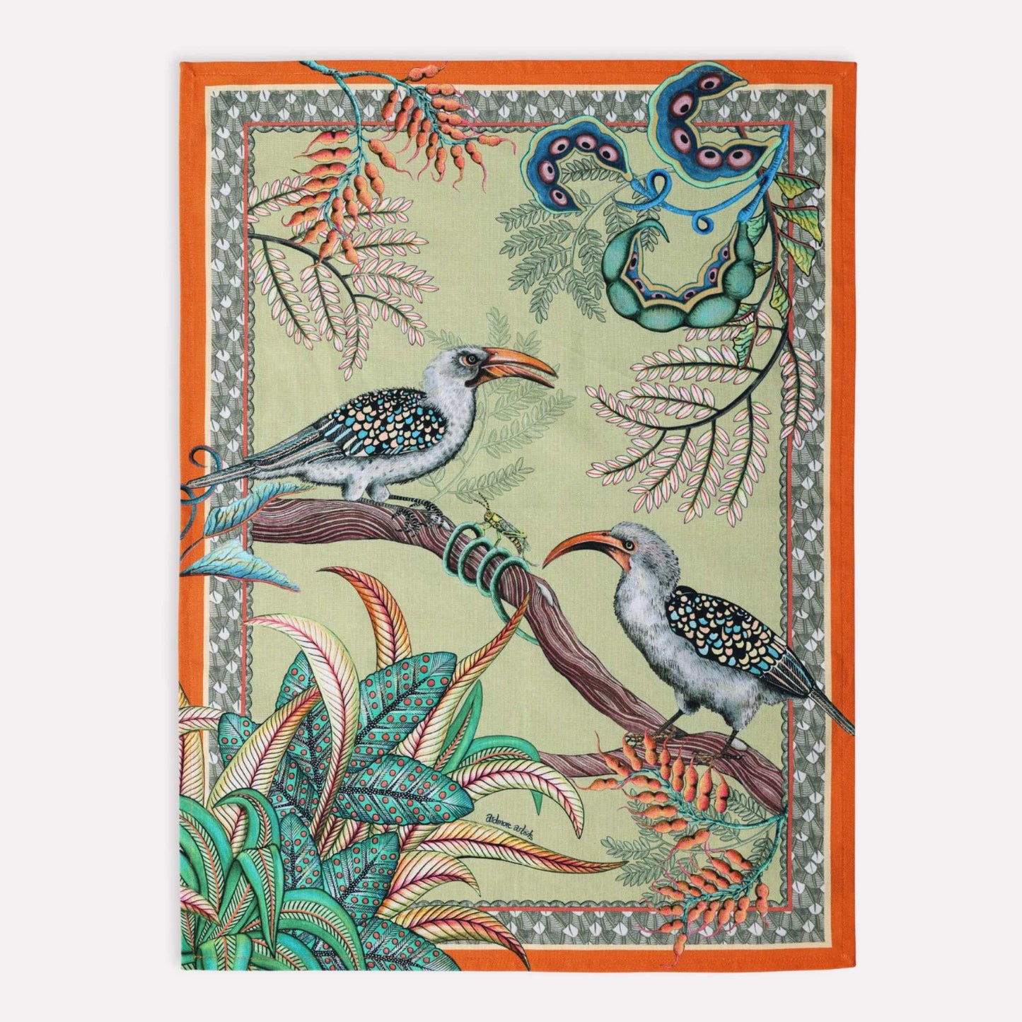Hornbill Garden Tea Towel in Delta