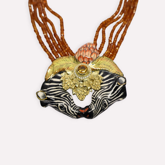 Double Zebra Head Pendant