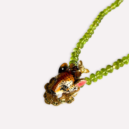 Leopard Head with Bushbaby Necklace