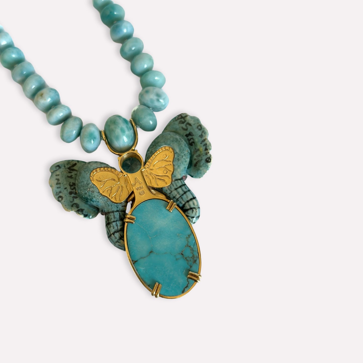 Blue and Gold Elephant Necklace