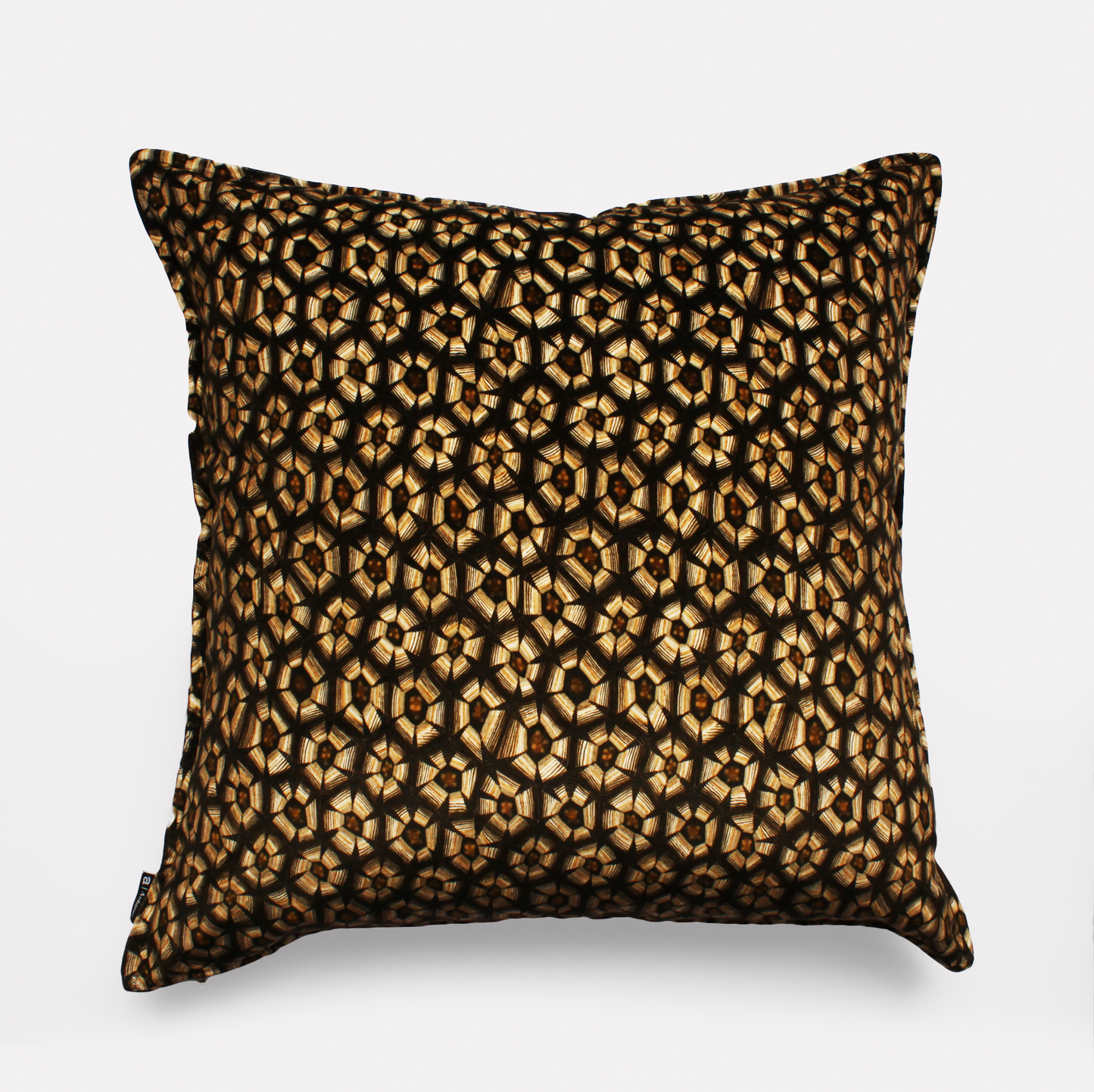 Angled side view of the Thanda Tortoise Silver Cushion Cover showcasing its elegant double-sided design and premium velvet material.