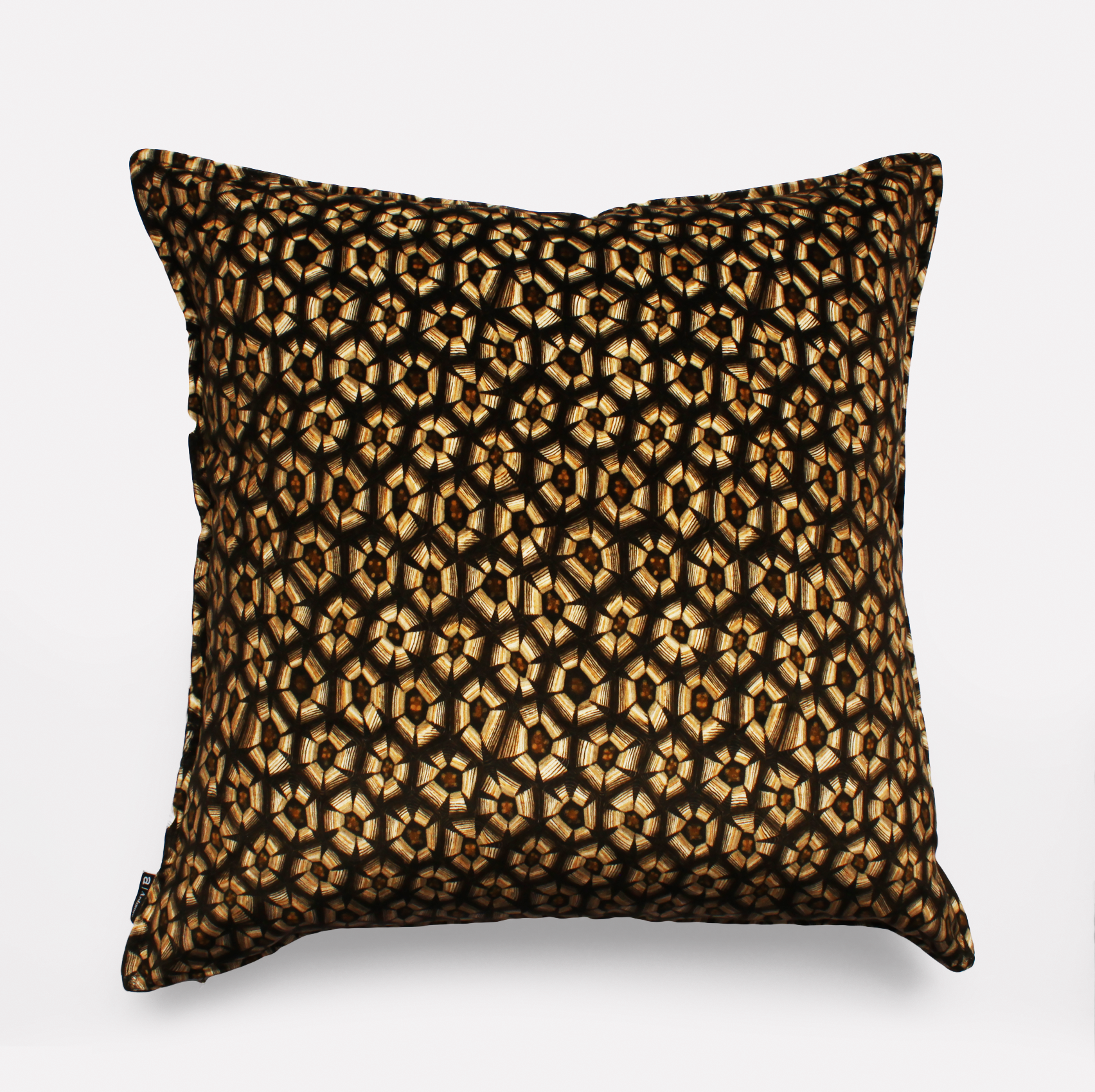Angled side view of the Thanda Tortoise Silver Cushion Cover showcasing its elegant double-sided design and premium velvet material.
