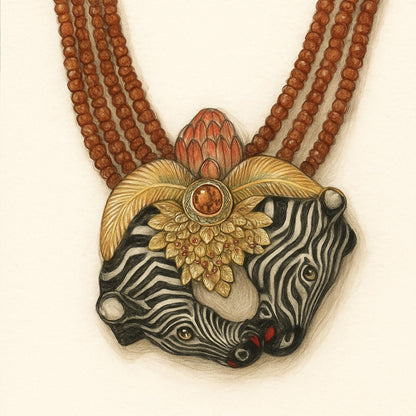 Double Zebra Head Pendant