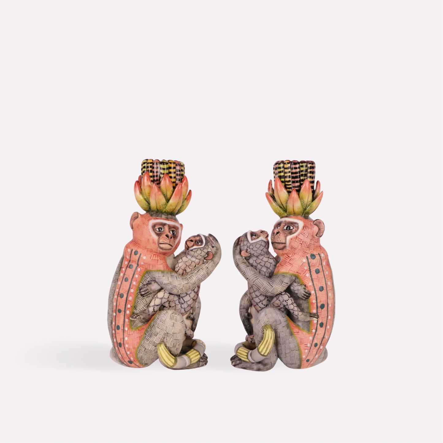 Monkey with Baby Candle Holders