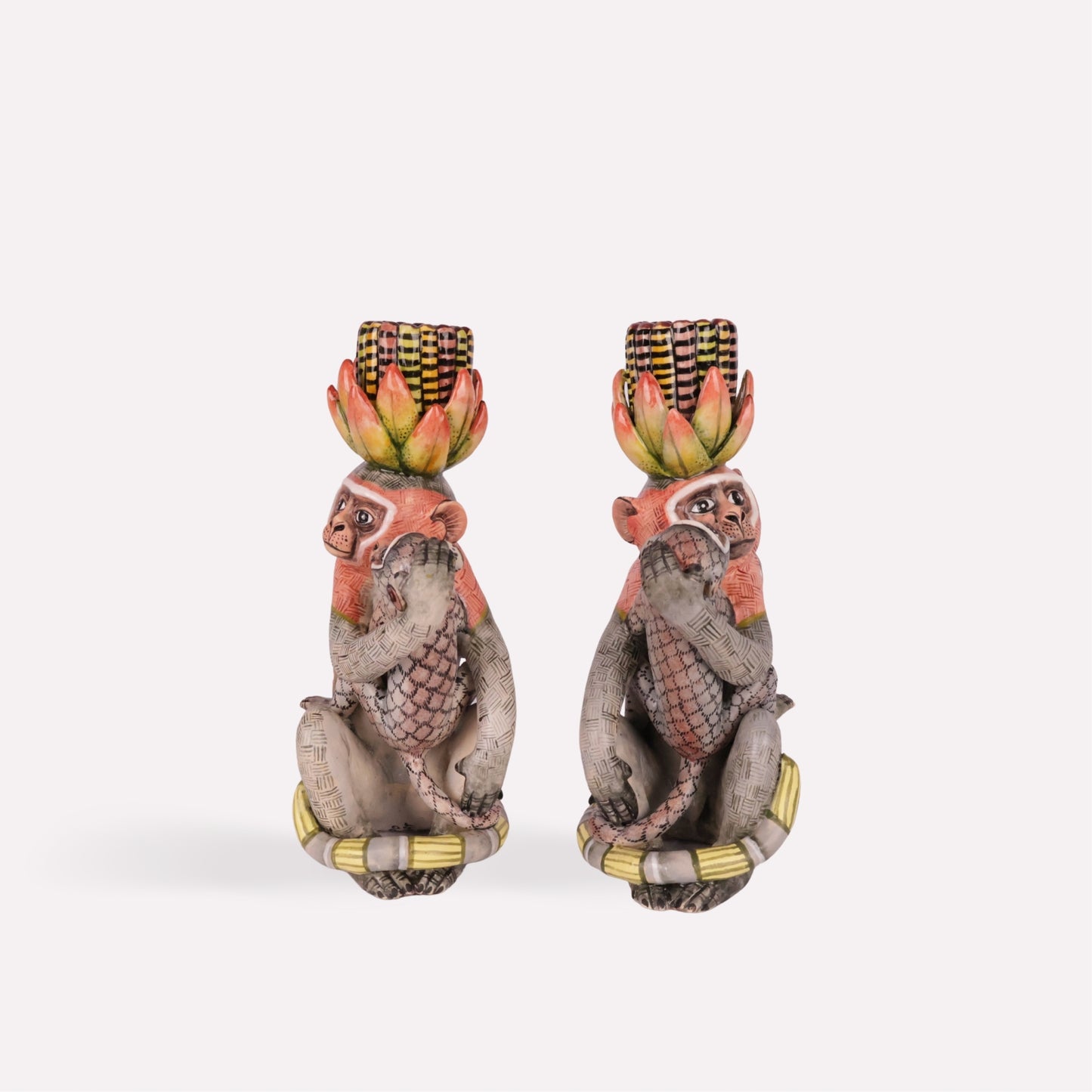 Monkey with Baby Candle Holders