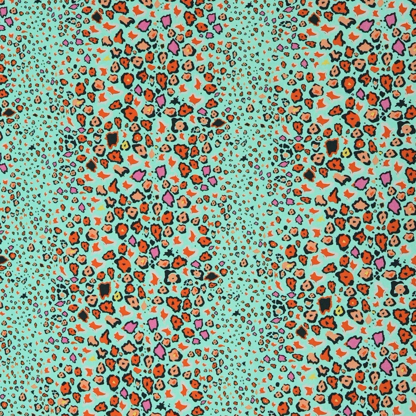 Leopard Lights Kingfisher Linen Fabric