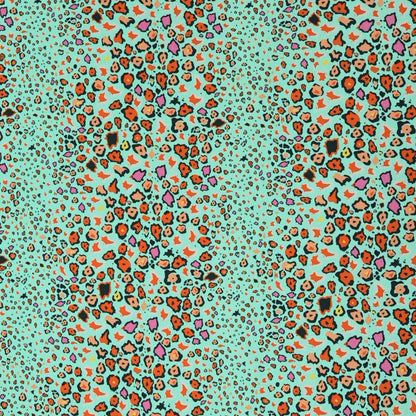 Leopard Lights Kingfisher Linen Fabric