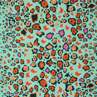 Leopard Lights Kingfisher Linen Fabric