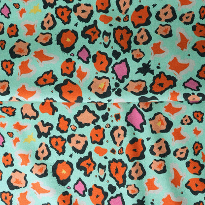 Leopard Lights Kingfisher Linen Fabric
