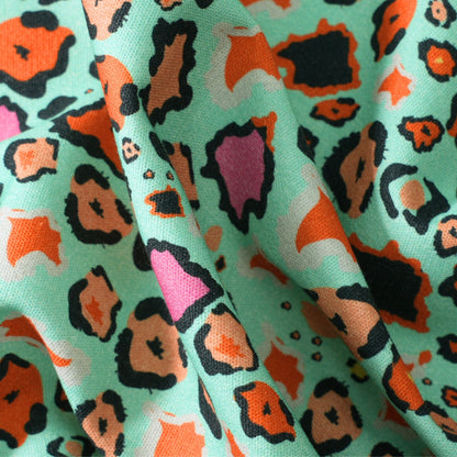 Leopard Lights Kingfisher Linen Fabric