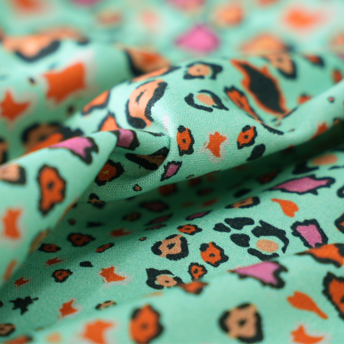 Leopard Lights Kingfisher Linen Fabric