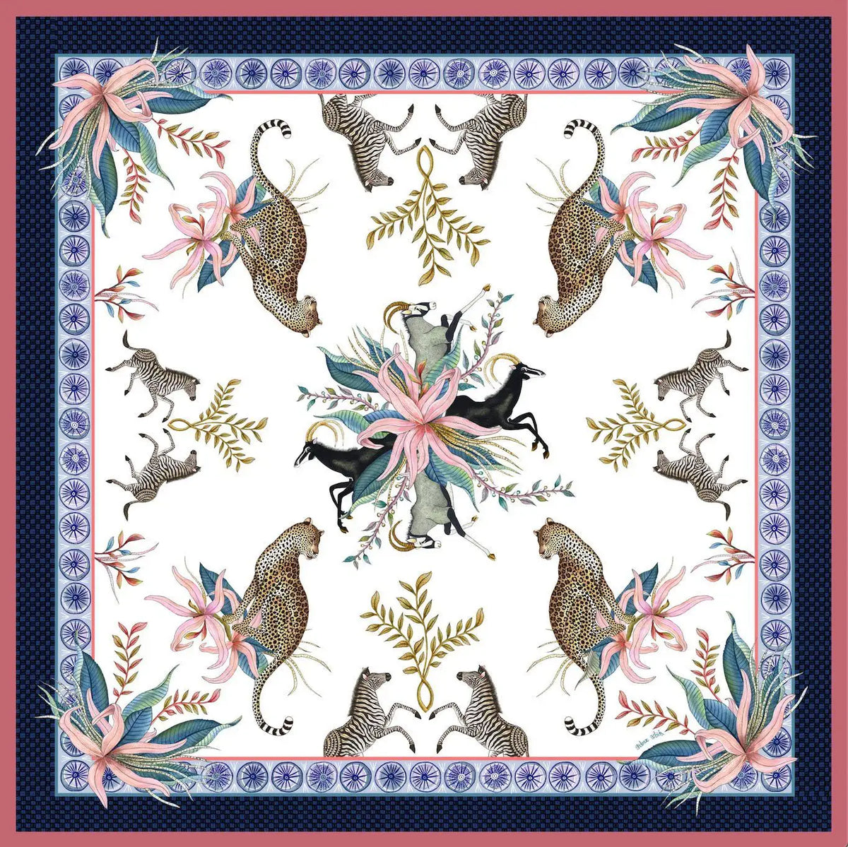 Leopard Lily Square Tablecloth in Frost Ardmore Design