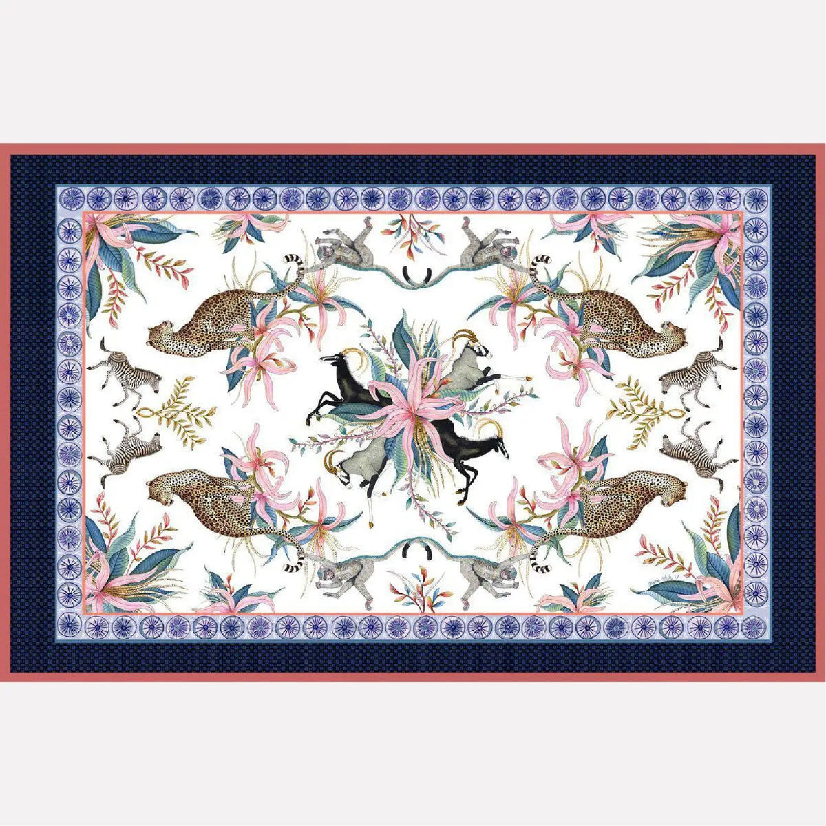 Leopard Lily Tablecloth in Frost Ardmore Design