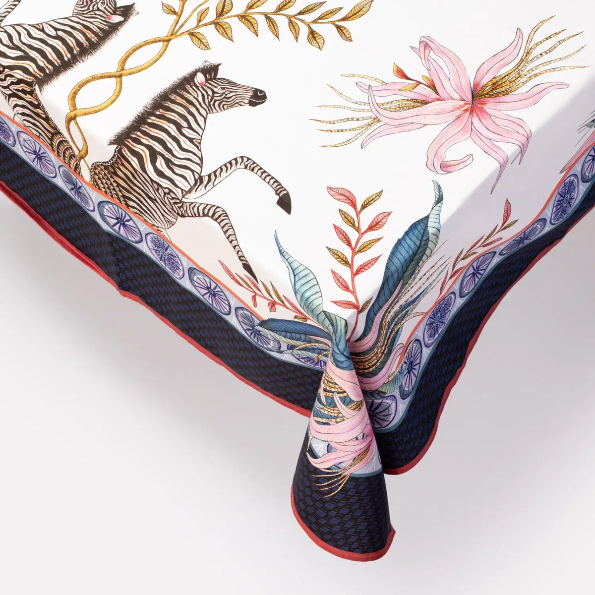 Leopard Lily Tablecloth in Frost Ardmore Design