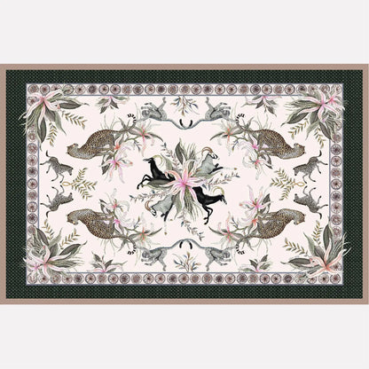 Leopard Lily Tablecloth in Safari Stone Ardmore Design