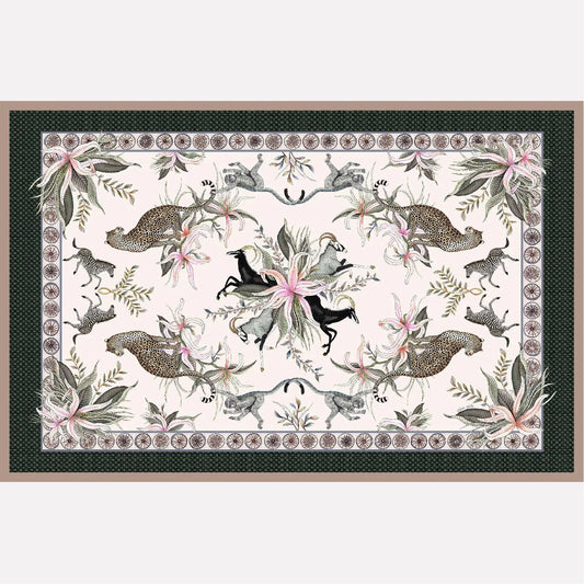 Leopard Lily Tablecloth in Safari Stone Ardmore Design