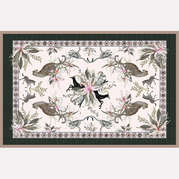 Leopard Lily Tablecloth in Safari Stone Ardmore Design