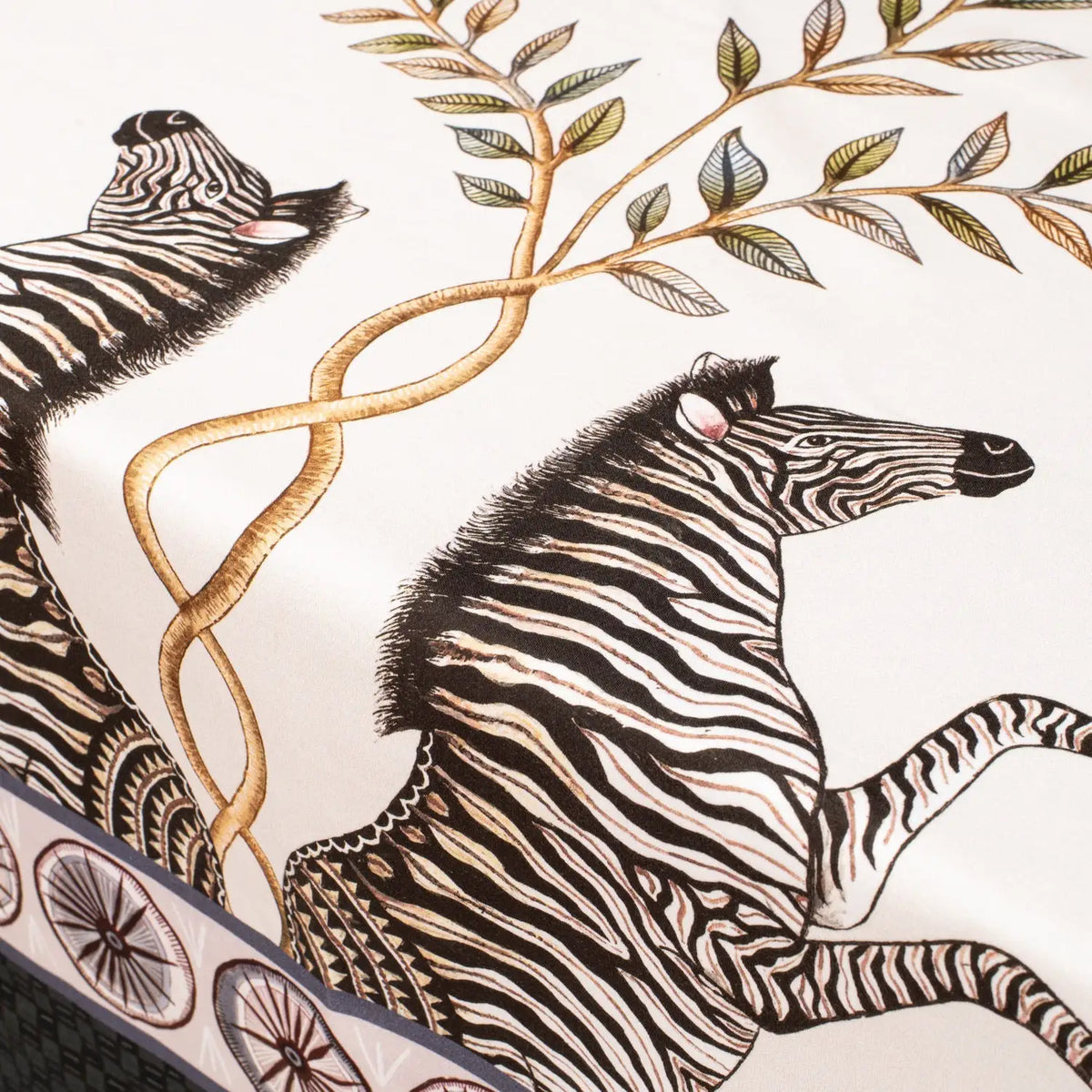 Leopard Lily Tablecloth in Safari Stone Ardmore Design