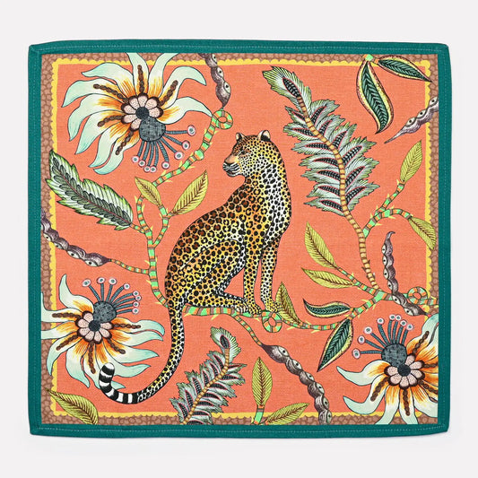 Leopard Napkins In Coral (PAIR) Ardmore Design