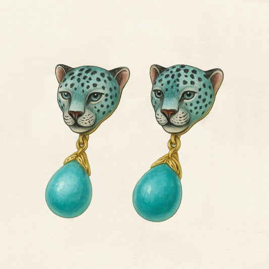 Leopard Blue Amazonite Drop Earrings