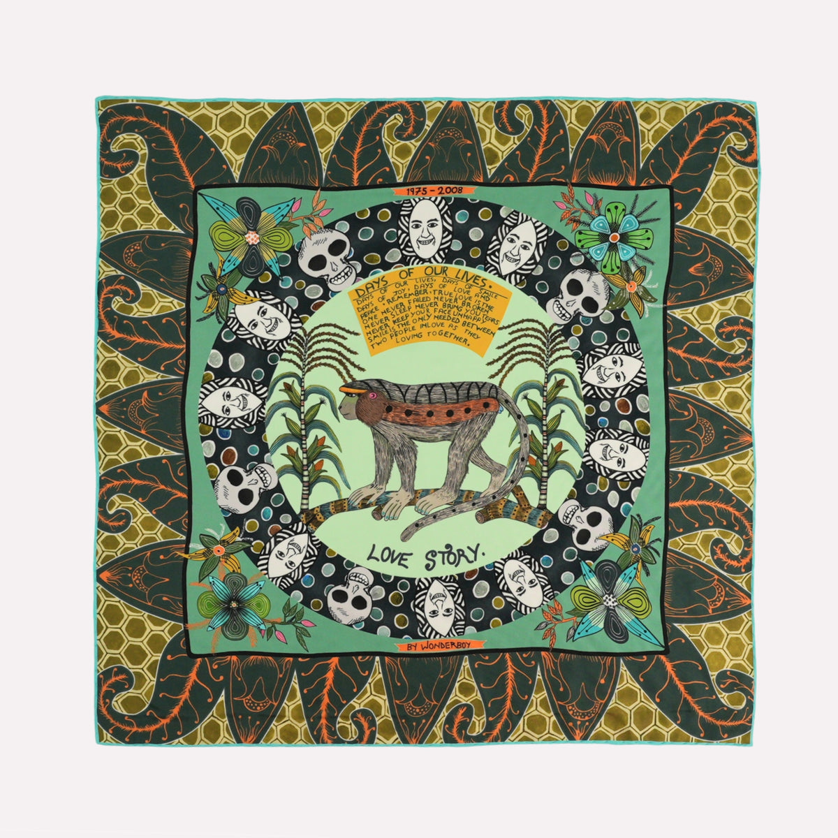 Wonderboy Love Story Silk Scarf Jade 65