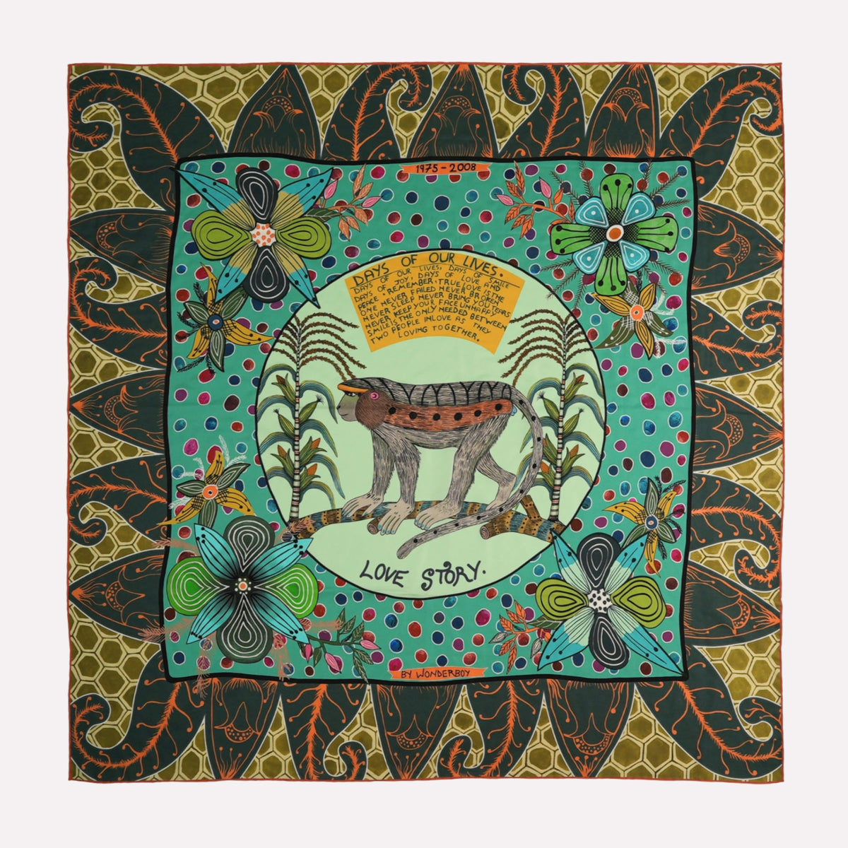 Wonderboy Love Story Silk Scarf Jade 90