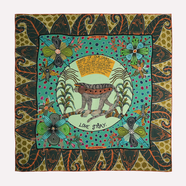 Wonderboy Love Story Silk Scarf Jade 90
