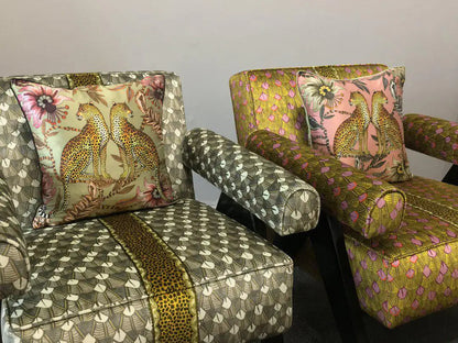 Lovebird Leopards Magnolia Silk Cushion Cover Ardmore Design