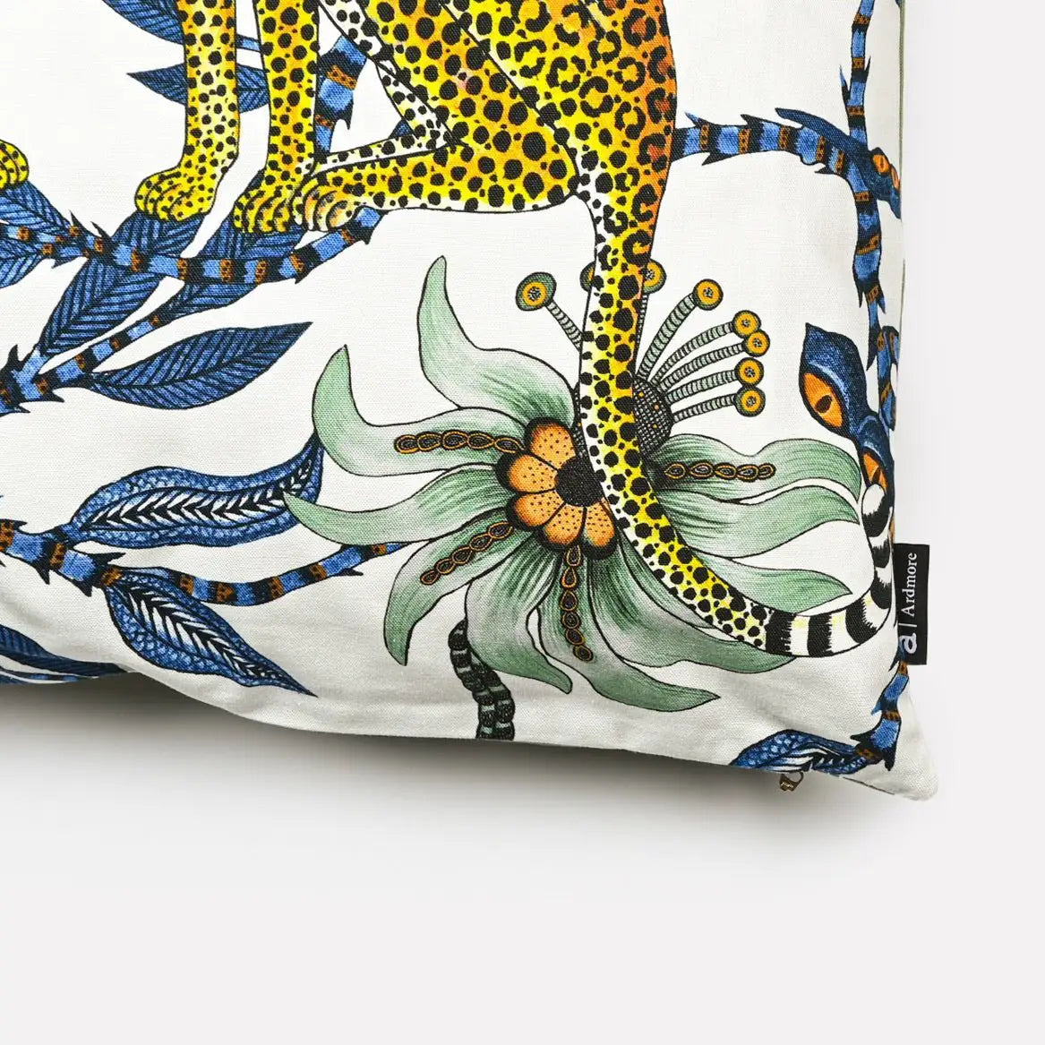 Lovebird Leopards Tanzanite Cushion Cover Ardmore Design
