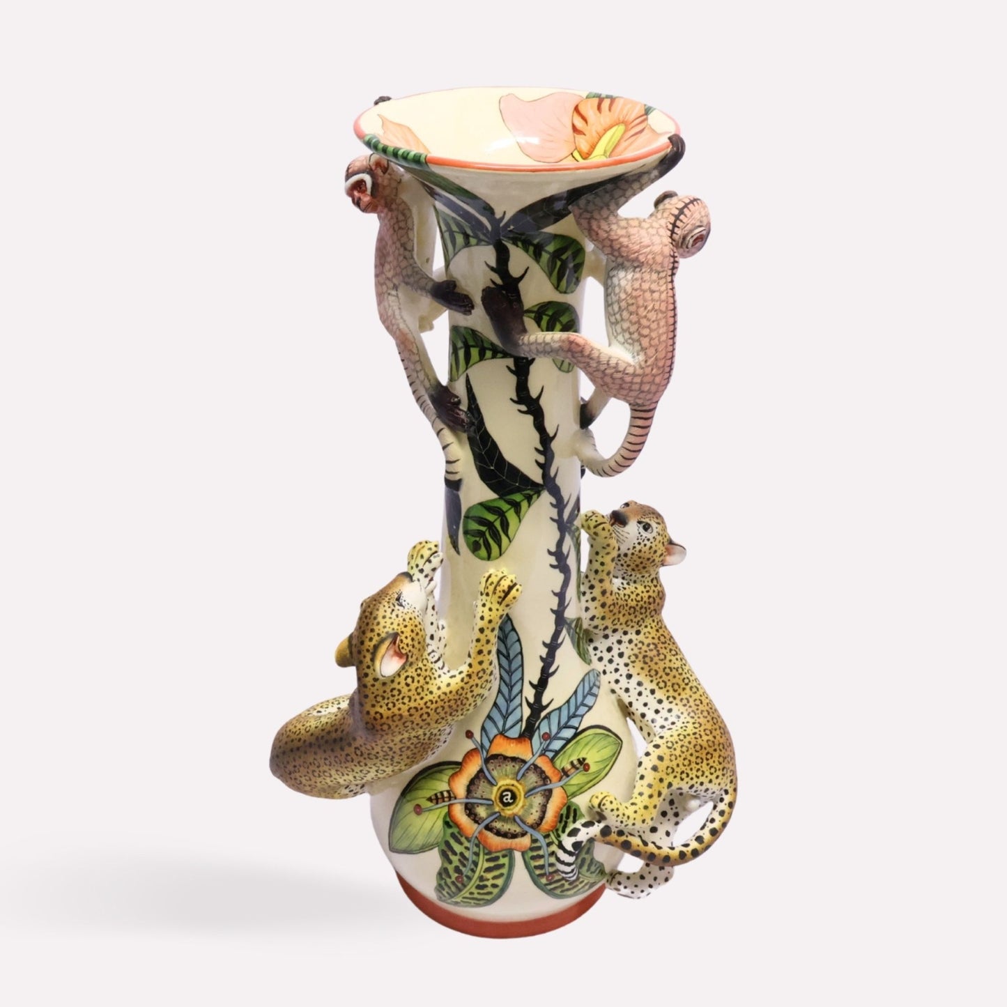 Leopard and Monkey Vase