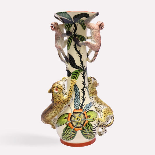 Leopard and Monkey Vase