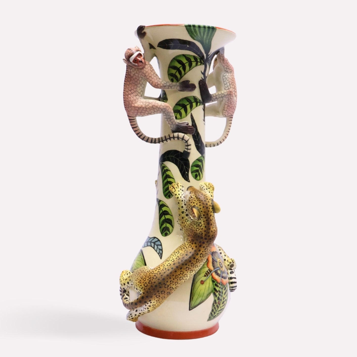 Leopard and Monkey Vase