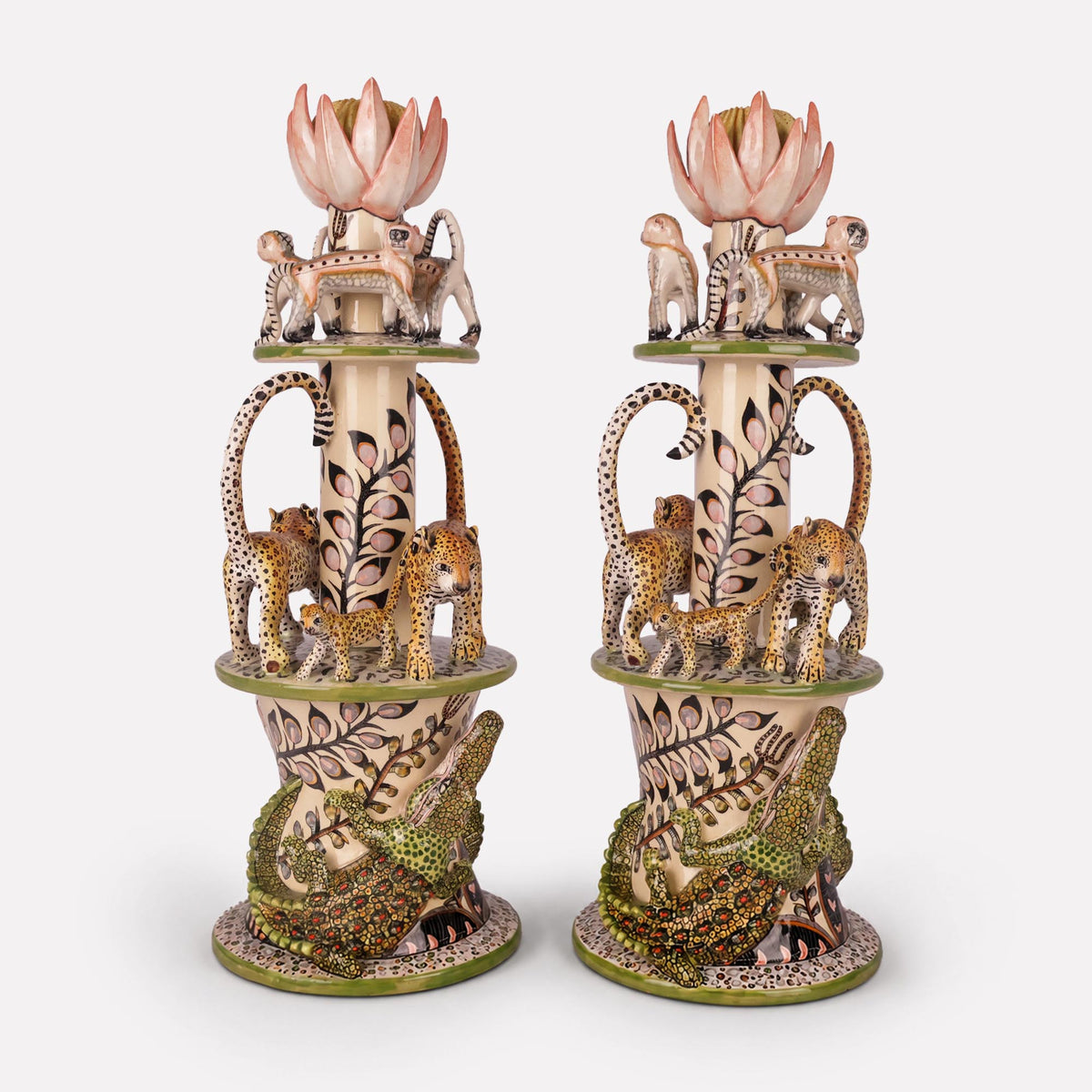 Leopard, Monkey and Crocodile Candle Holder