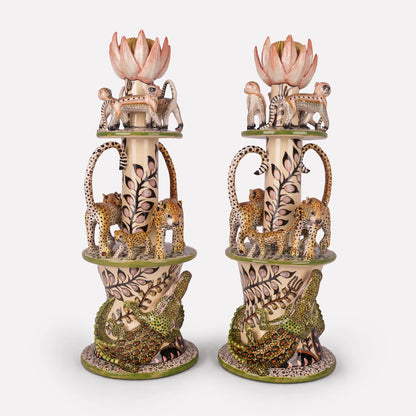 Leopard, Monkey and Crocodile Candle Holder