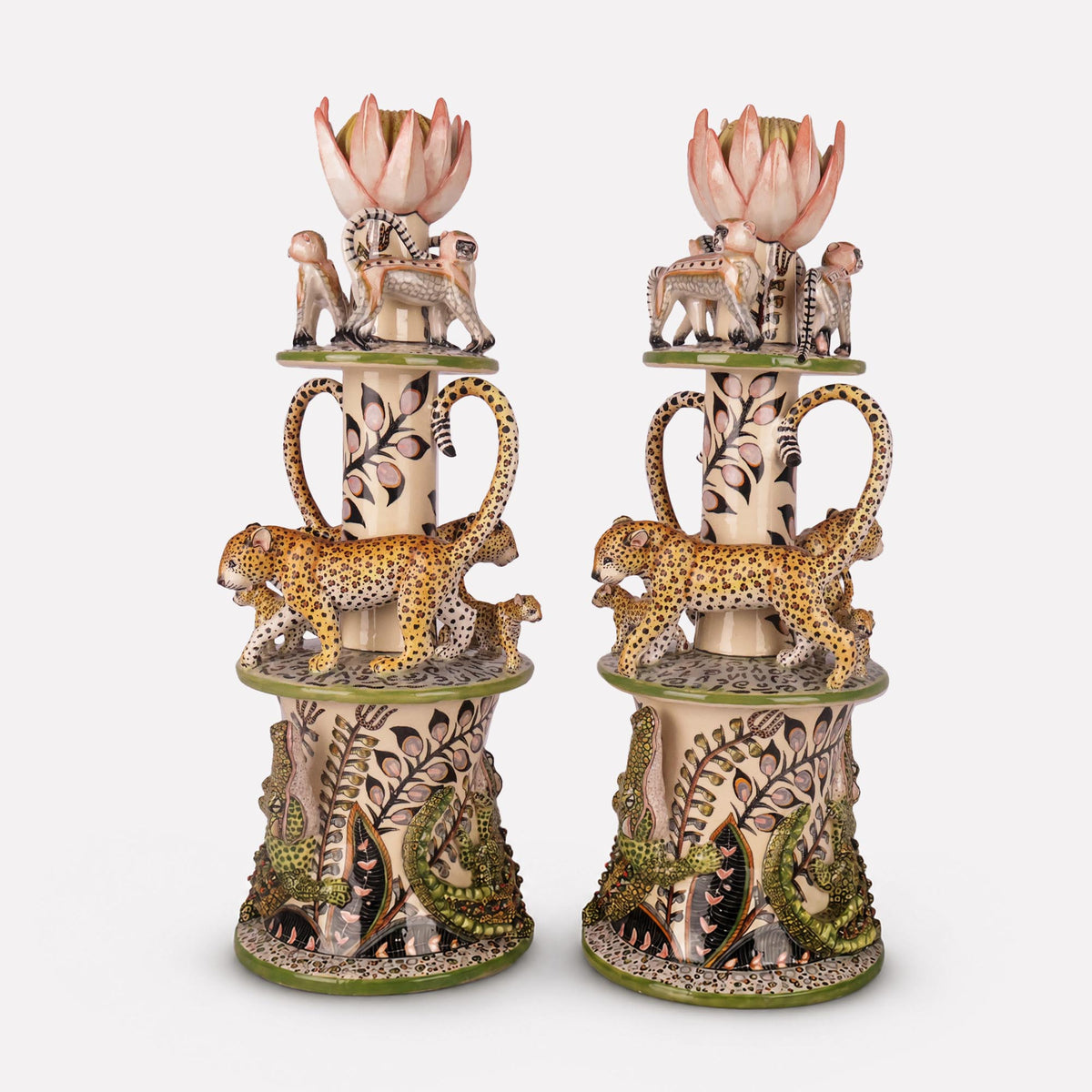 Leopard, Monkey and Crocodile Candle Holder