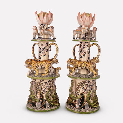 Leopard, Monkey and Crocodile Candle Holder