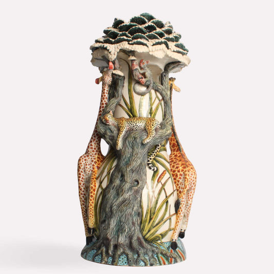 Giraffe and Leopard Vessel
