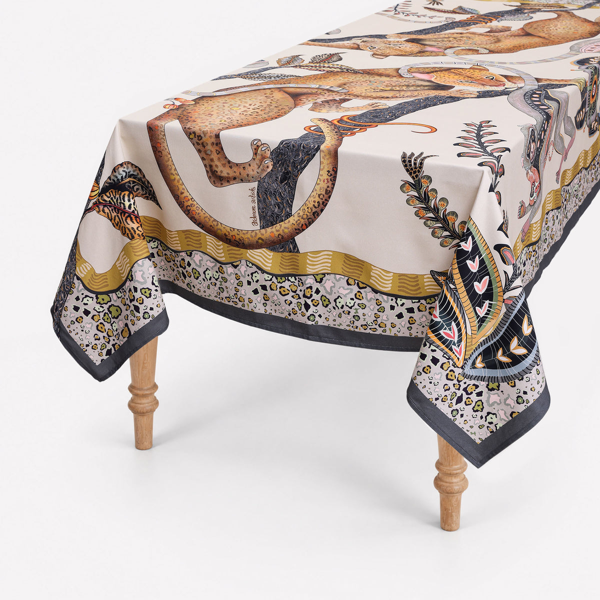 Monkey Tales Satinette Tablecloth in Stone