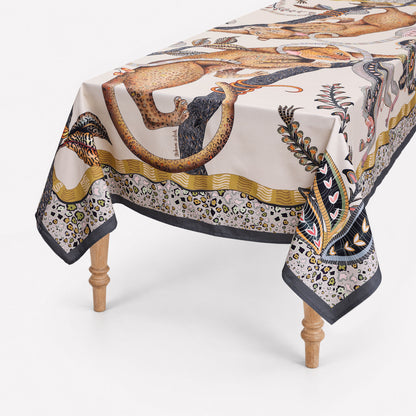 Monkey Tales Satinette Tablecloth in Stone