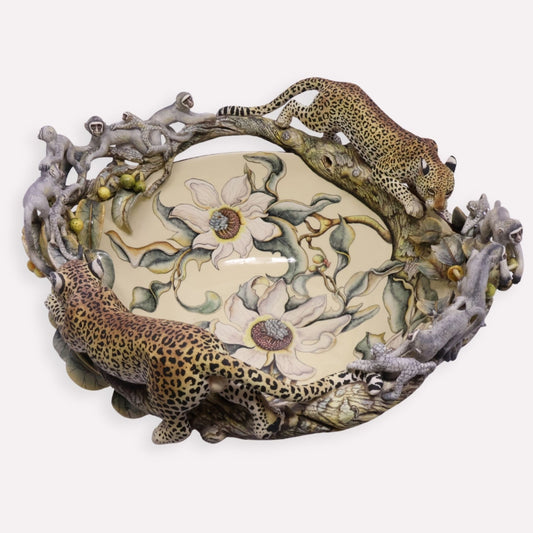 Leopard and Monkey Chase Bowl