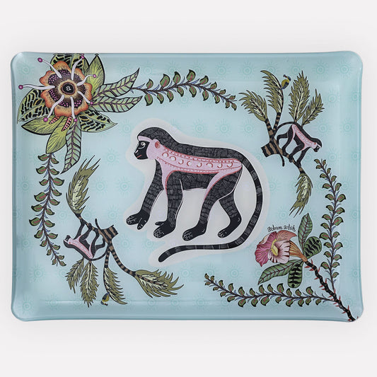 Meandering Monkey Large Tray in Oasis